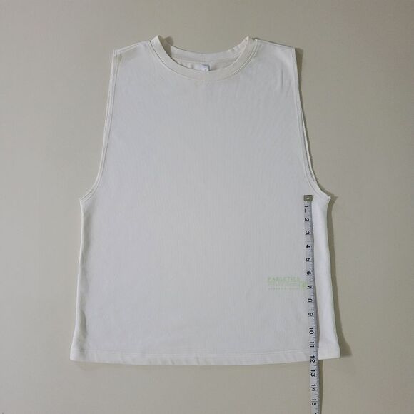 Fabletics Women's Cream Sleeveless Crewneck Pullover Terry Tank Top - Picture 6 of 14